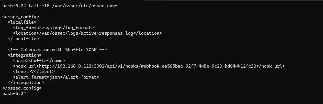 Configuración integración Wazuh-Shuffle